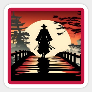 Beautiful samurai silhouette Sticker